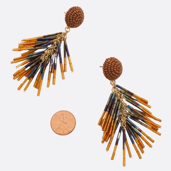 SEED BEAD TASSEL DANGLE EARRING