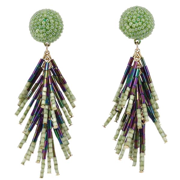 SEED BEAD TASSEL DANGLE EARRING