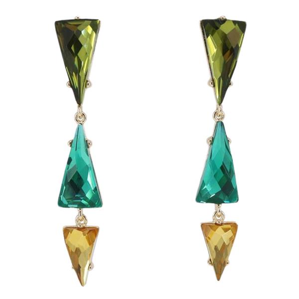 TRIPLE TRIANGLE STONE DROP EARRING