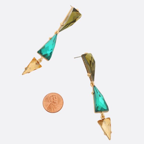 TRIPLE TRIANGLE STONE DROP EARRING