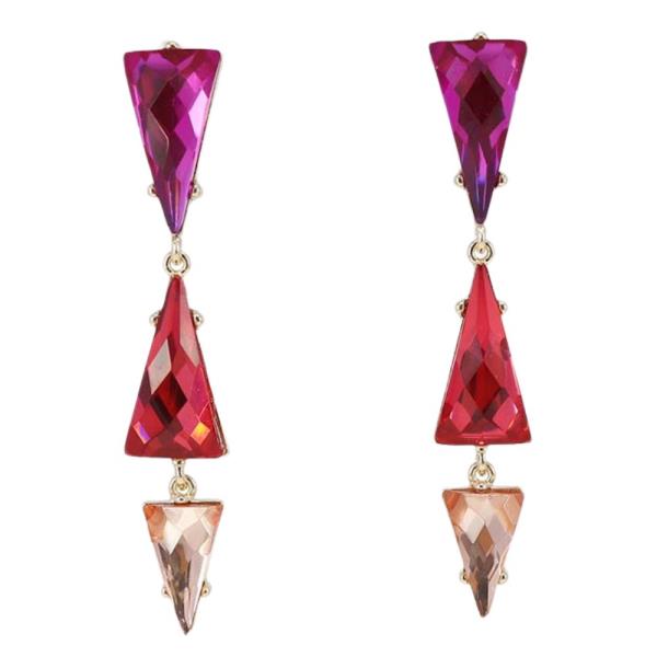 TRIPLE TRIANGLE STONE DROP EARRING