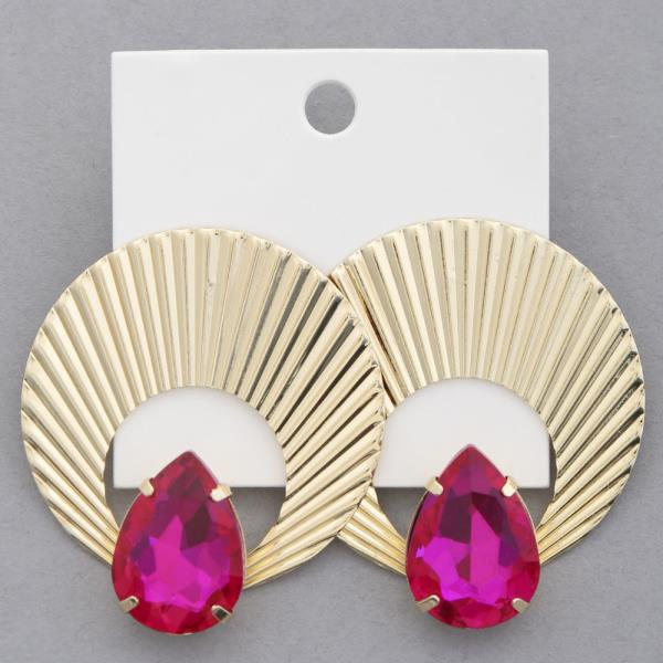 RHINESTONE METAL SHELL EARRING