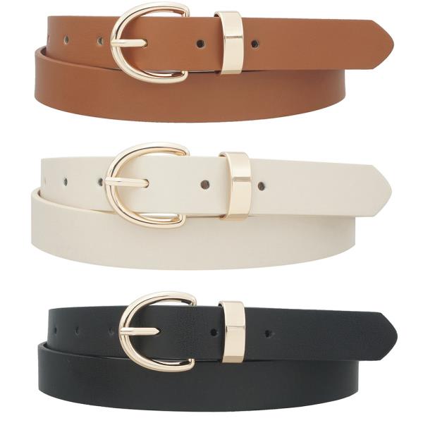 PLUS SIZE HOLLOW BACK U BUCKLE SAFFIANO TRIO BELT