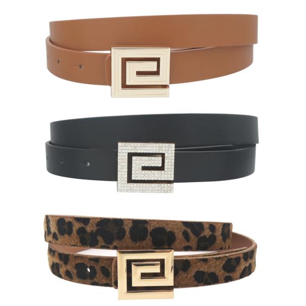 PLUS TRI TEXTURED GRECA BUCKLE TRIO BELT