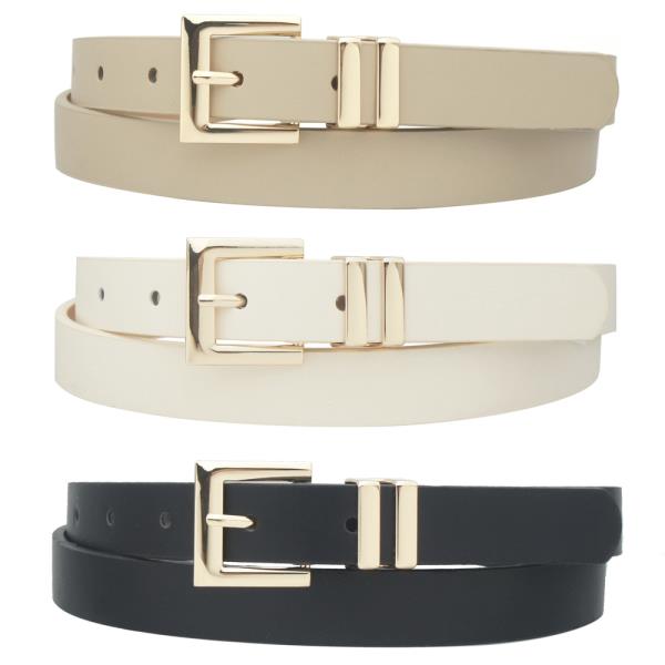 SQUARED OUT DOUBLE METAL LOOPED TRIO BELT