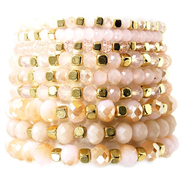 METAL BEAD MIX STRETCH BRACELET SET