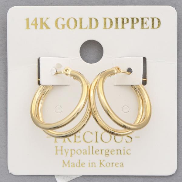 14K GOLD DIPPED DOUBLE HOOP EARRING