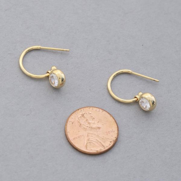 14K GOLD DIPPED CRYSTAL BEAD OPEN HOOP EARRING