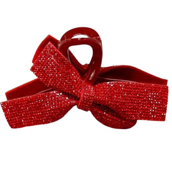 RHINESTONE RIBBON HAIR CLAW JAW CLIP