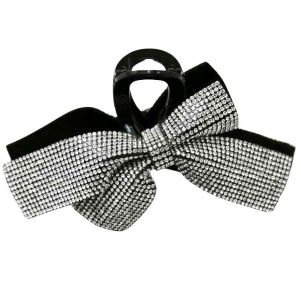 RHINESTONE RIBBON HAIR CLAW JAW CLIP