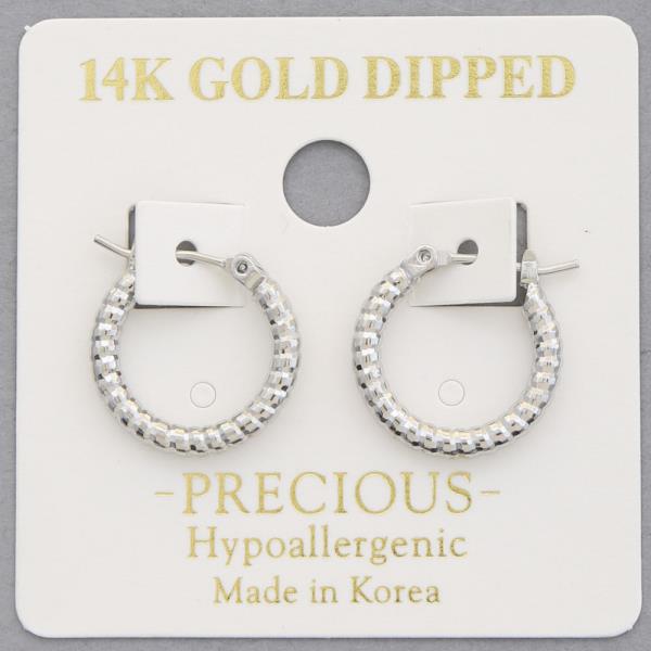 14K GOLD DIPPED TEXTURED HOOP EARRING