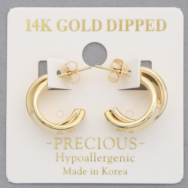 14K GOLD DIPPED DOUBLE HOOP EARRING