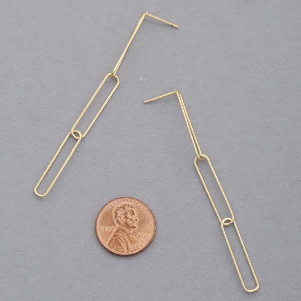 14K GOLD DIPPED LONG OVAL DANGLE EARRING