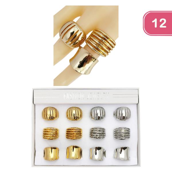 CHUNKY ASSORTED RINGS (12 UNITS)