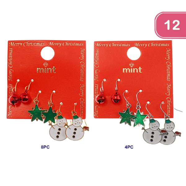 3 PAIR CHRISTMAS EARRING SET (12 UNITS)