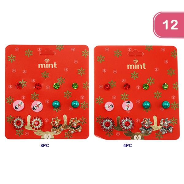 CHRISTMAS ASSORTED STUD EARRINGS (12 UNITS)