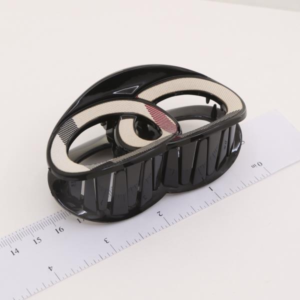 PLAID DOUBLE ROUND HAIR CLAW JAW CLIP