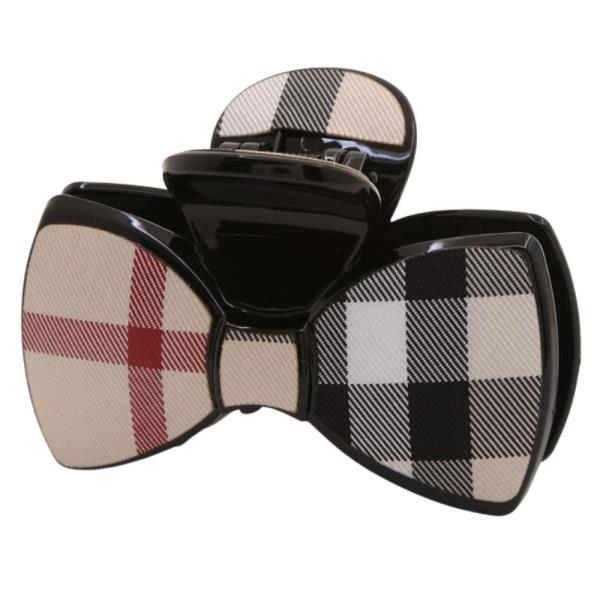 PLAID RIBBON HAIR CLAW JAW CLIP