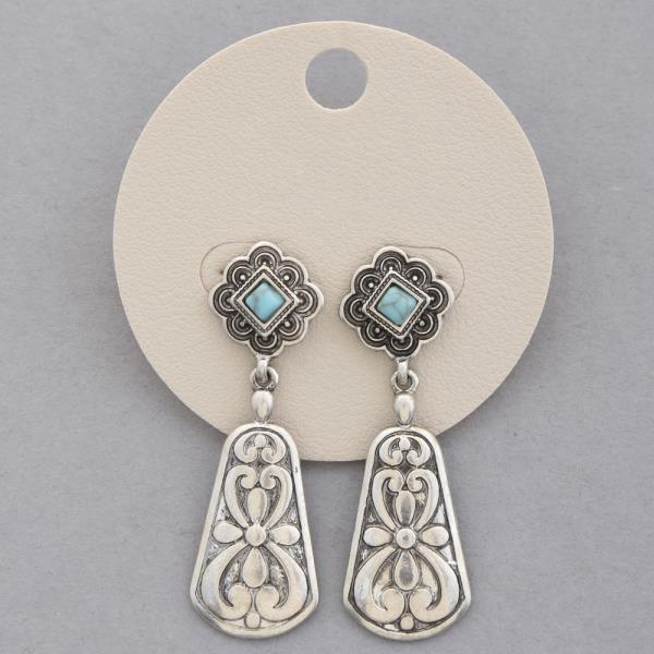 WESTERN STYLE TQ STONE DANGLE EARRING