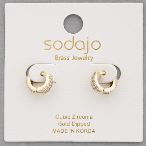 SODAJO CZ GOLD DIPPED MINI HOOP EARRING