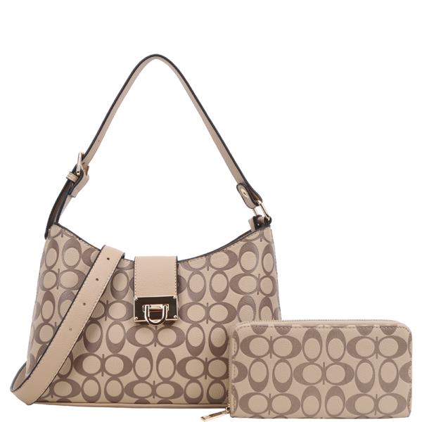 2IN1 PATTERN DESIGN SHOULDER BAG W WALLET SET