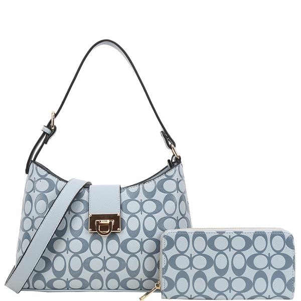 2IN1 PATTERN DESIGN SHOULDER BAG W WALLET SET