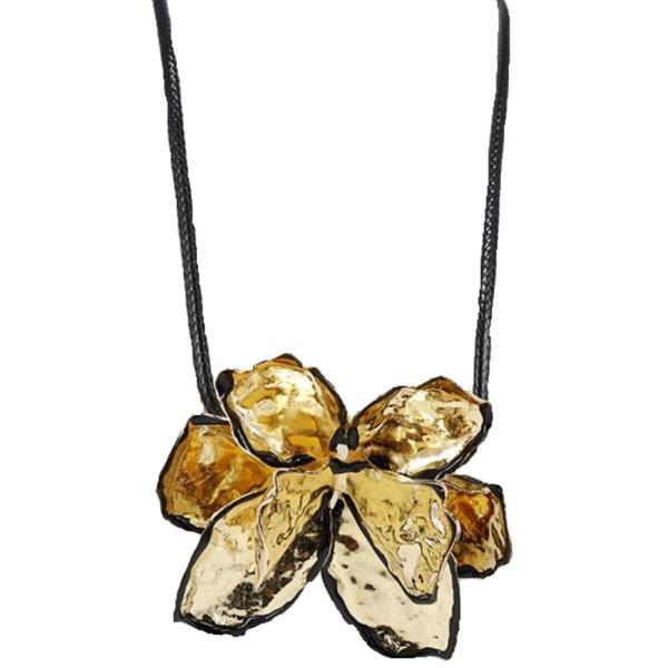 METAL FLOWER PENDANT CHUNKY NECKLACE