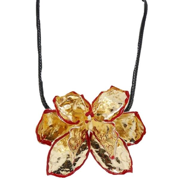 METAL FLOWER PENDANT CHUNKY NECKLACE