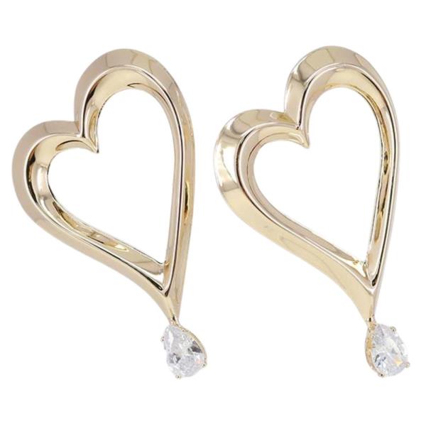 HEART METAL STONE EARRING