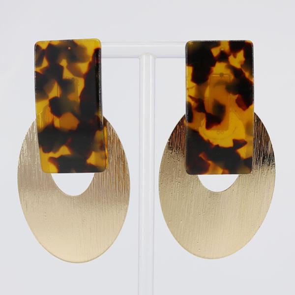 ACETATE RECTANGLE OVAL METAL EARRING