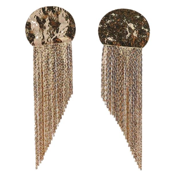 METAL HALF MOON TASSEL EARRING