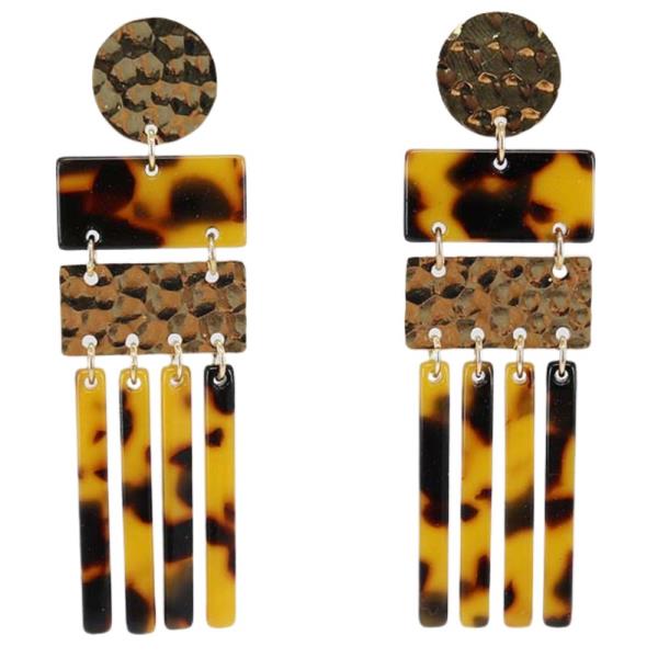 ROUND RECTANGLE ACETATE DANGLE EARRING