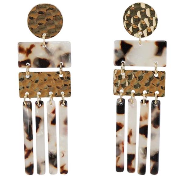 ROUND RECTANGLE ACETATE DANGLE EARRING