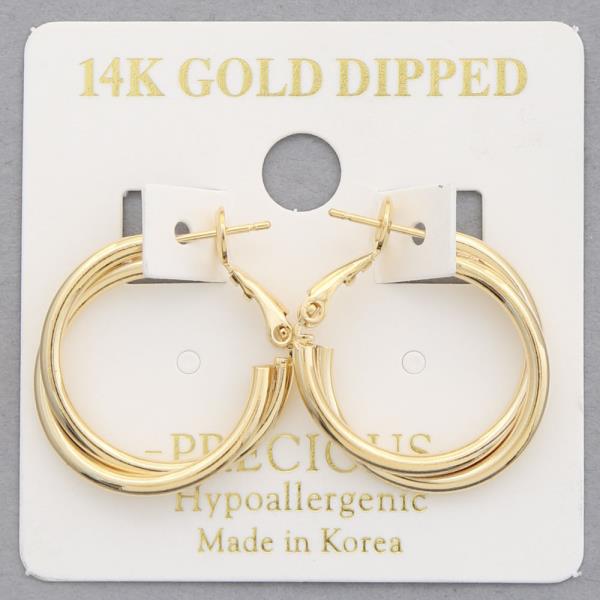 14K GOLD DIPPED DOUBLE HOOP EARRING