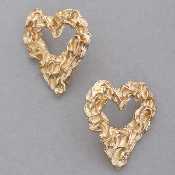 TEXTURED METAL HEART EARRING