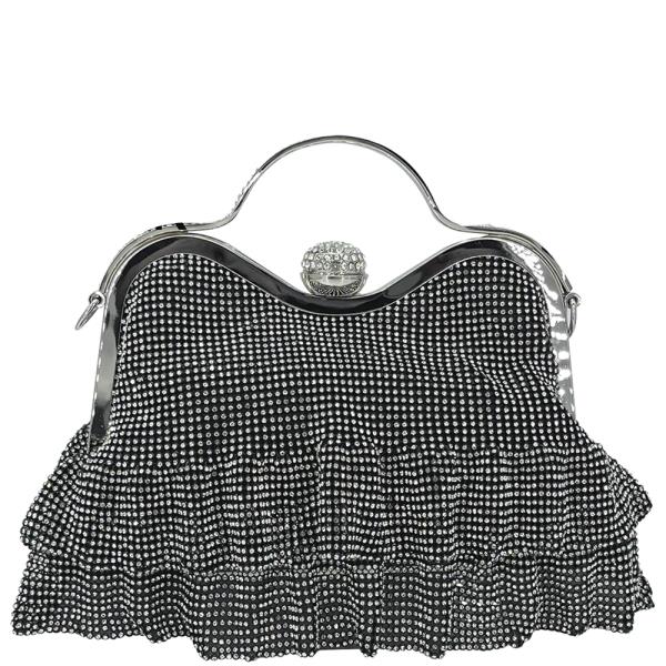 RHINESTONE MESH FRINGE EVENING BAG