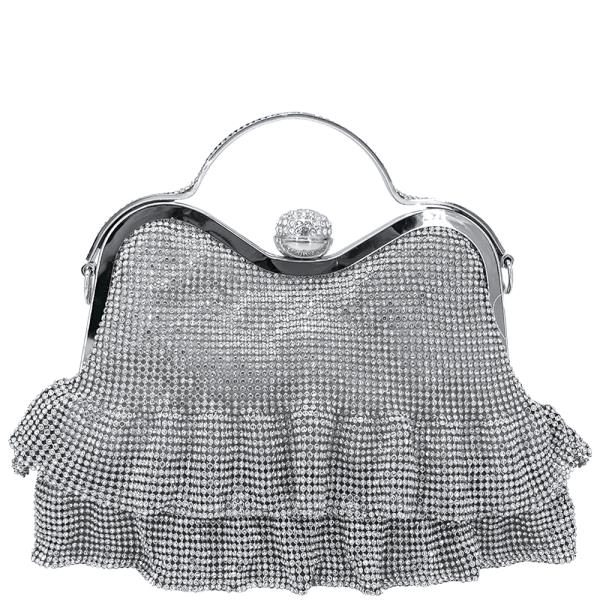 RHINESTONE MESH FRINGE EVENING BAG