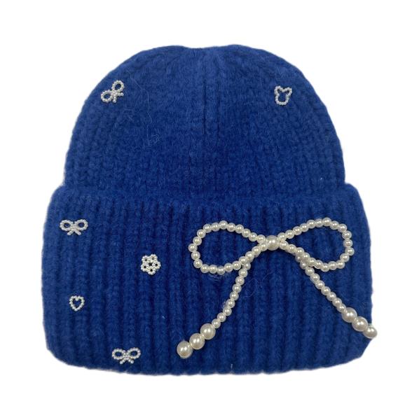PEARL RIBBON BOW BEANIES