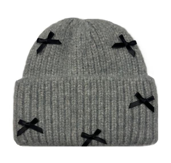 BLACK RIBBON BOW BEANIES