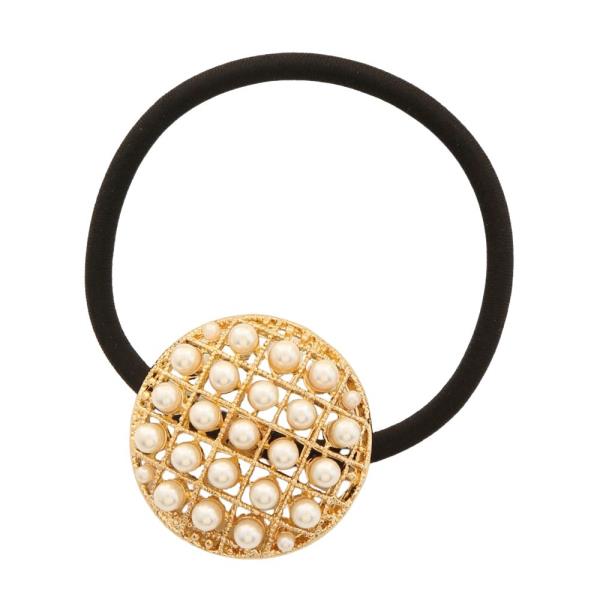 SODAJO PEARL BEAD ROUND METAL HAIR TIE