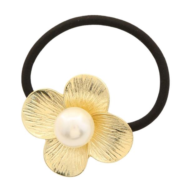 SODAJO PEARL BEAD FLOWER HAIR TIE