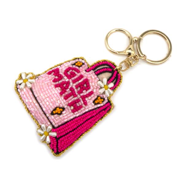 SEED BEAD GIRL MATH HANDBAG KEYCHAIN