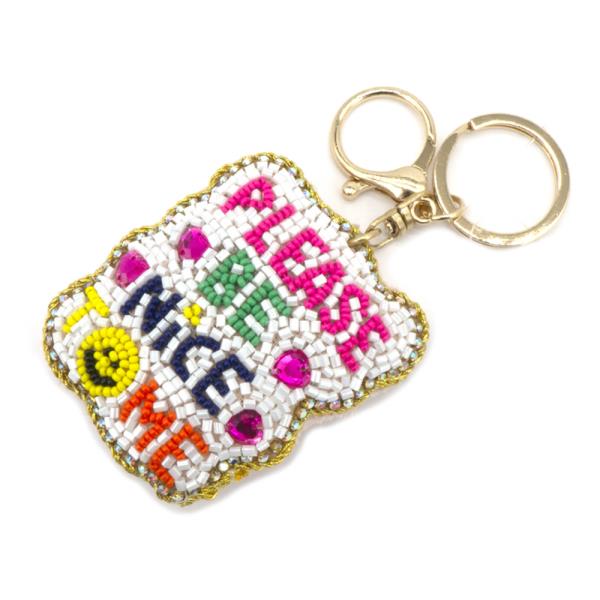 SEED BEAD PLEASE BE NICE TO ME KEYCHAIN