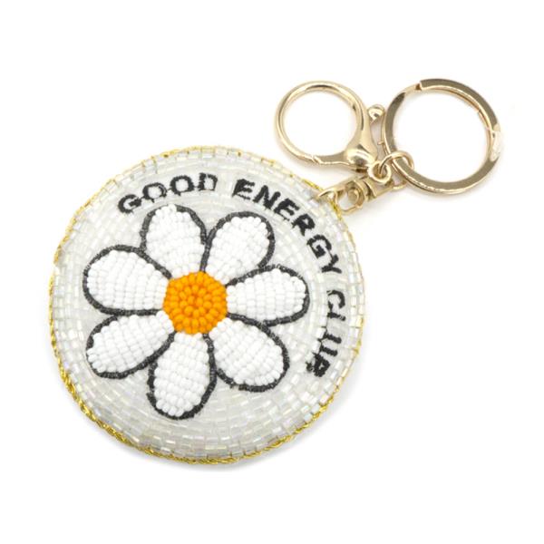 SEED BEAD GOOD ENERGY CLUB DAISY KEYCHAIN