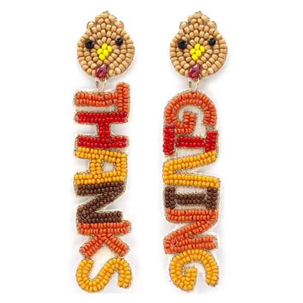 SEED BEAD THANKSGIVING DANGLE EARRING