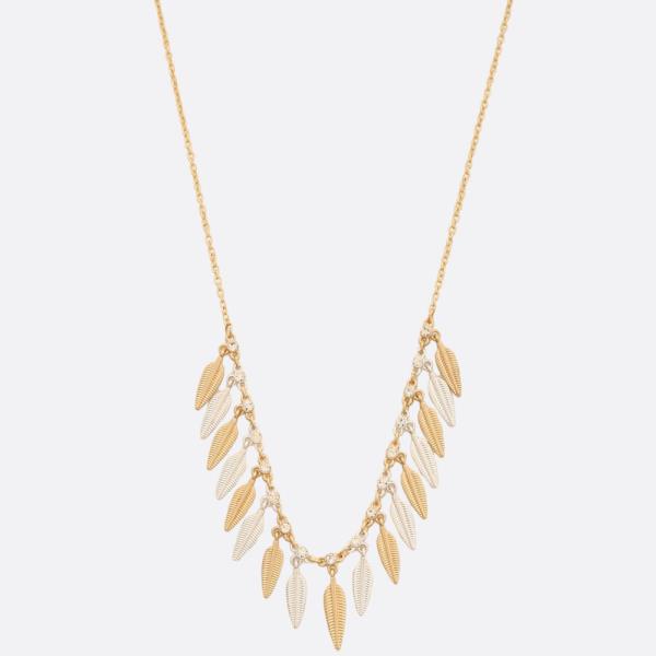 LEAF CHARM METAL NECKLACE