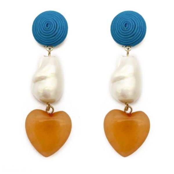 ROUND PEARL HEART DROP EARRING