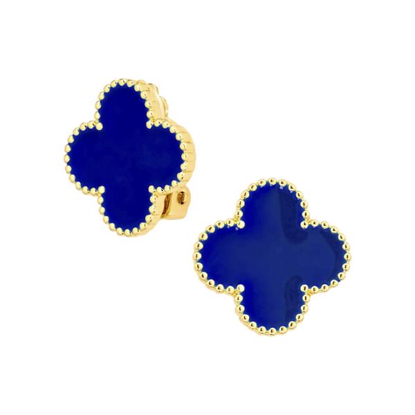 EPOXY METAL CLOVER CLIP-ON EARRING