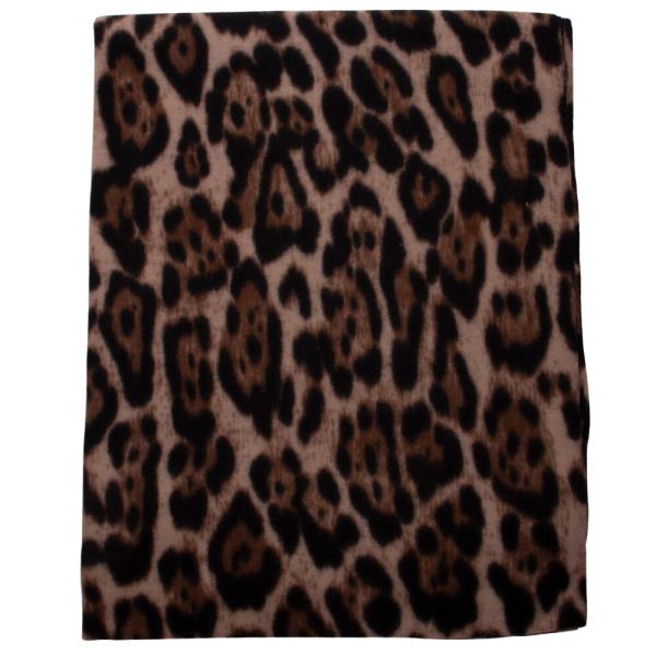 LEOPARD ANIMAL PRINT FRINGE OBLONG SCARF