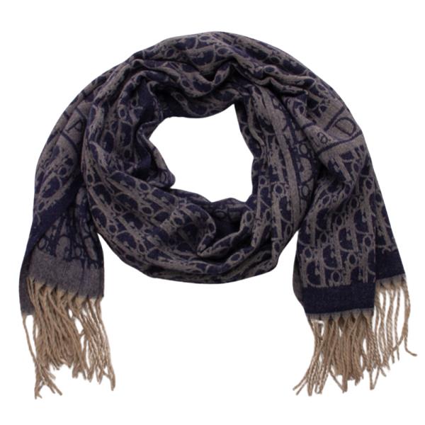 MONOGRAM DESIGN FRINGE TASSEL EDGE OBLONG SCARF